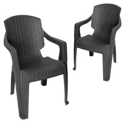 Produktbild von Garronda 2 Stk. Gartenstühle stapelbar Rattan-Optik GD-0254 Anthrazit