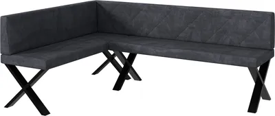 Produktbild von MEBLINI Eckbank für Esszimmer - Küchenbank - Essecke - Sitzecke Küche - ERIC - X-Beine 142x196x87cm Links - Dunkelgrau Samt