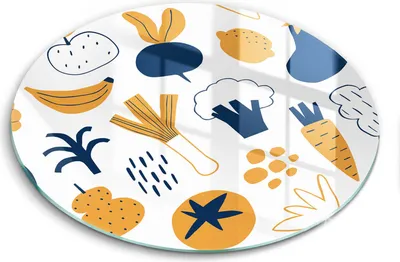 Produktbild von Glasschneideplatte - Herdabdeckplatte - fi40 cm -Schneidebrett - Spritzschutz - Lebensmittelillustration