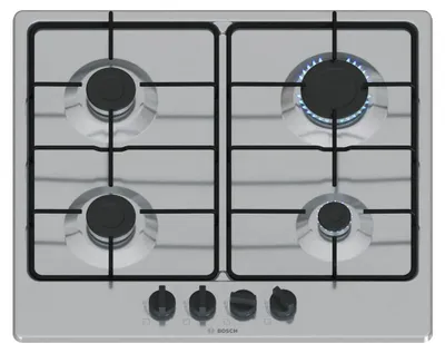 Immagine prodotto di Bosch Serie 6 PGP6B5K80, Acciaio inox, da incasso, 58 cm, Gas, Acciaio inox, 4 zone/zone