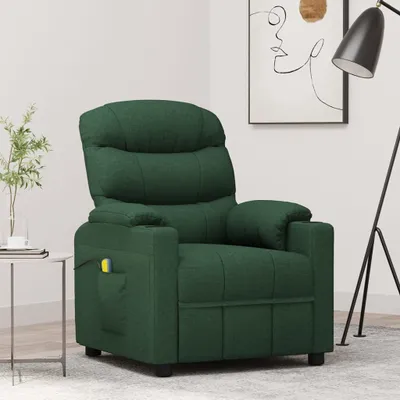 Image de The Living Store Fauteuil de massage Vert foncé Tissu