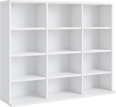 Image de Étagère en bois debout | Armoire CD économiseur d'espace pour 480 CD ou 224 DVD | Dimensions:H. 82 x W. 102 x D. 23 cm | Étagère DVD élégante debout | Étagère Blu-Ray | Étagère CD Megosa L