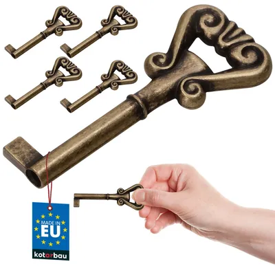 Produktbild von KOTARBAU® 5er Set Möbelschlüssel Schrankschlüssel Groß Patina Antik Bunt-Bartschlüssel für Möbel Schrak Minibar Schreibtisch Schubladen