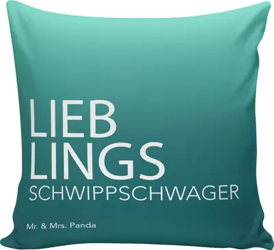 Produktbild von Mr. & Mrs. Panda Dekokissen Schwippschwager - Aquarellblau - Geschenk, Schwipschwager, Kuschel Kissen, Deko, Spruch, angeheiratet, Geschenkidee, Sofakissen, Sofa, Polster
