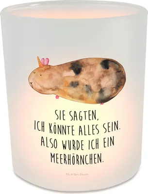 Produktbild von Mr. & Mrs. Panda Kerzenhalter Einhorn Meerschweinchen - Transparent - Geschenk, Einhörner, Teelichthalter, glas, Unicorn, Windlicht, Meerschwein, aus, Meerhörnchen