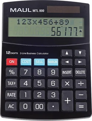 Image de Calculatrice de bureau MAUL MTL 800 affichage LCD 2 lignes, 12 chiffres pile solaire 19 x 14 x 3 cm noir