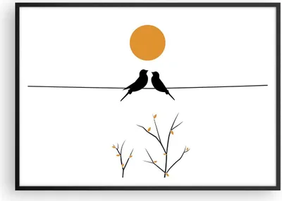 Produktbild von Gerahmtes Poster - Schwarzer Rahmen - Bild Vögel Sonne - 100x70 cm - Wand Bild - Wanddeko - Wandbilder - Kunstposter - Wandposter - Bilderrahmen - Bilder - Kunstdruck - P2BAA100x70-4772