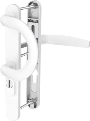 Produktbild von Schmalrahmengarnitur 8-72mm Schildgarnitur Weiss RAL9016 Langschildgarnitur PZ Bügelgriff/Drücker 71-86mm ja