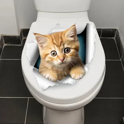 Produktbild von GKA WC Deckel Aufkleber süße Katze Toilettendeckel Tattoo selbstklebend Toilette Toilettendeckelaufkleber Katzenbaby