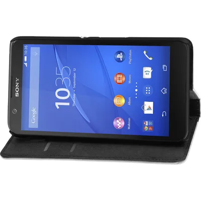 Produktbild von PhoneNatic Kunst-Lederhülle kompatibel mit Sony Xperia E4 - Book-Case weiß + 2 Schutzfolien