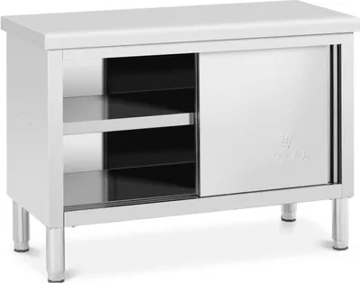 Zdjęcie produktu dla Szafka robocza Expondo Royal Catering ze stali nierdzewnej – PREMIUM – 120 x 50 cm – 390 kg –