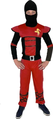 A child wearing a ninja costume.