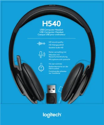 Produktbild von Logitech H540 USB, Kabelgebunden, Büro/Callcenter, 20 - 20000 Hz, 120 g, Kopfhörer, Schwarz