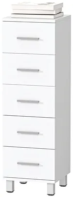 Produktbild von HOMCOM Badezimmerschrank Schmal Badschrank mit 5 Schubladen für Badezimmer Weiß