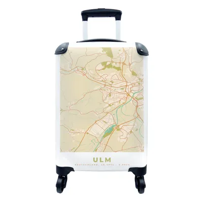 Produktbild von MuchoWow® Koffer Handgepäck Trolley Rollkoffer Kleine Reisekoffer mit 4 Rollen - Ulm - Karte - Vintage - Stadtplan - Cabin Size < 55x40x23 cm & 55x40x20 cm - Fotokoffer - Kabinenkoffer - Boardgepäck - Reise-Box - Reisekoffer - Reisegepäck - Koffer mit Bild - Trolley für Kinder