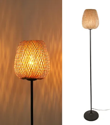 Produktbild von Lampe aus Bambusholz mit Kabelunterbrecher, Sockel E27.