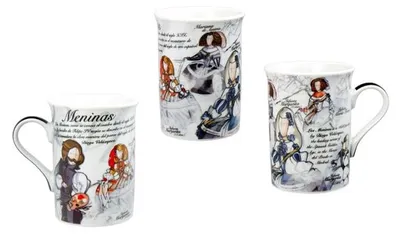 4er-Set Tassen Meninas, Keramik, mehrfarbig, 200 ml