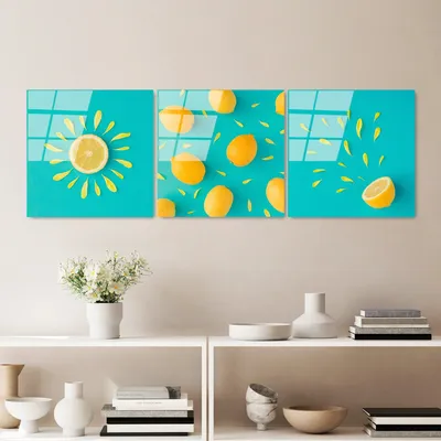Produktbild von Wallity, UV-854 - 50 x 50, Dekoratives Gemälde aus gehärtetem Glas (3 Stück), Mehrfarbig, 100 % gehärtetes Glas, 50 x 50 cm