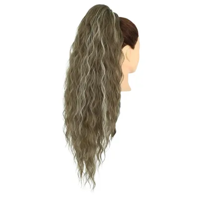 Produktbild von 66cm Lange gewellte Pferdeschwanzverlängerung, Ponytail Extension, Kordelzug-Design Haarverlängerung - WAVYPONY Dunkelbraun
