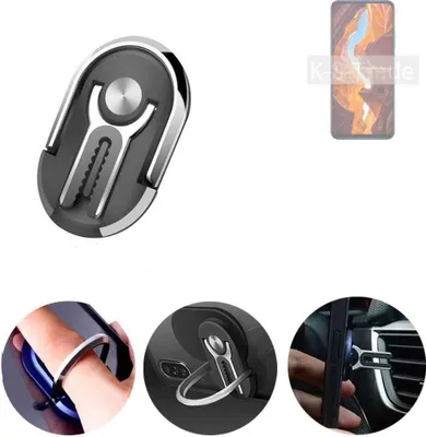 Produktbild von K-S-Trade 3in1 Smartphone-Ring Handy-Ring kompatibel mit Wiko 10 Fingerhalterung  Handyring Tischständer Lüftungsgitter-Halterung Tisch Ständer