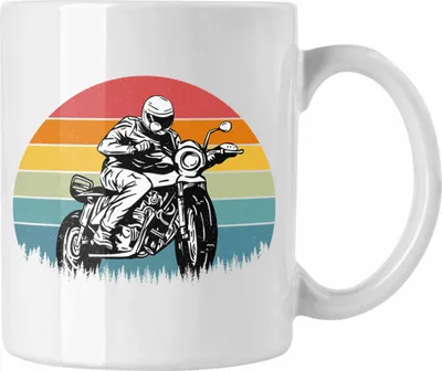Produktbild von Trendation - Retro Tasse Geschenk Motorrad-Fahrer Geschenk Spruch Männer (Weiß)