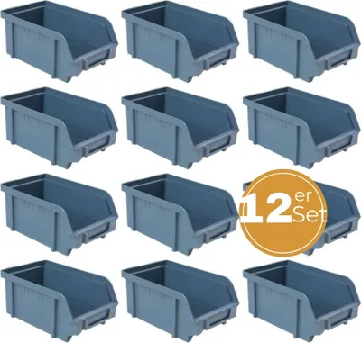 Produktbild von Stapelboxen Schraubenbox Lagerboxen Stapelboxen Werkstatt Sichtlagerboxen klein groß Set Wandhalterung Wand 12x Stapelbox Gr.2