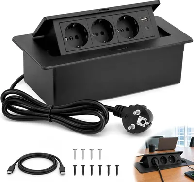 Produktbild von Einbausteckdose, 3680 W / 16 A / 230 V (schwarz)