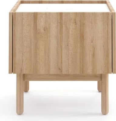 Image de Minio, table de nuit, "Ohio" 50 cm, Chêne Riviera / Marbre blanc couleur
