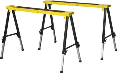 Produktbild von 2er-Set Sägepferd Arbeitsbock Unterstellbock Klappbar rutschfest Stahl Gelb Schwarz 100 x 49 x 62-90 cm Belastbarkeit 100 kg