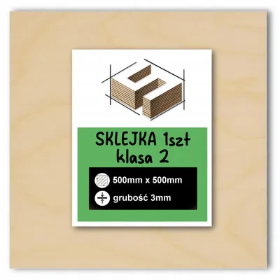Zdjęcie produktu dla Sklejka brzozowa, formatka kwadratowa do grawerowania laserowego – CNC, modelarstwo, pirografia, decoupage, malowanie, dekoracje i rękodzieło DIY – klasa 2 – 50 × 50 cm (500 × 500 mm) – 8 mm – 1 szt.