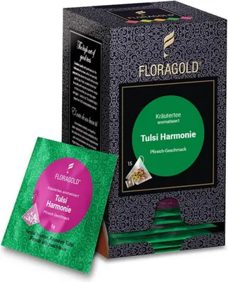 Produktbild von Floragold Kräutertee Tulsi Harmonie, 15er Pyramidenbeutel