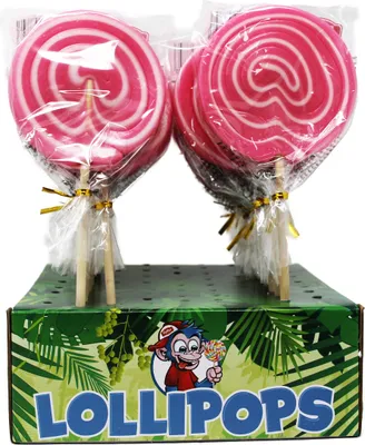 Image de Présentoir Spiral Lolly Girl sucette blanche rose au goût de cerise 80g
