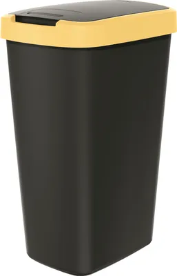 Image de Poubelle 45l avec couvercle KEDEN COMPACTA Q noir avec bord jaune clair