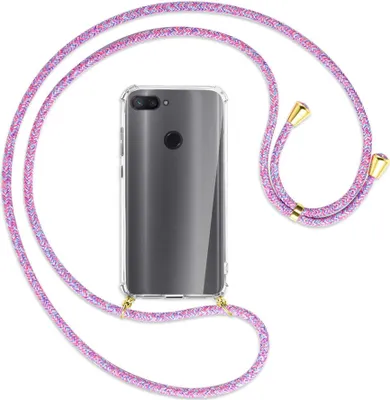 Produktbild von Handykette Backcover-Schutzhülle mit Band (Metall goldfarben) für Xiaomi Mi 8 Lite - lila/rosa/blau