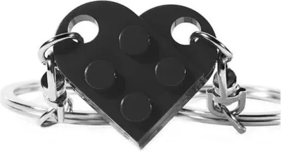 Image de Go Go Gadget – Porte-clés à emboîter – Cœur – Porte-clés BFF – Amitié – Couples – 2 pièces – Noir