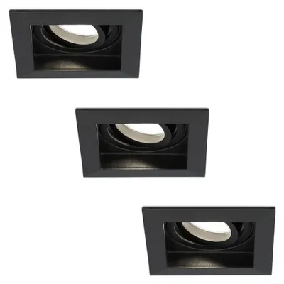 Image de HOFTRONIC - Spot LED encastrable Fresno 4W 345lm 4000K carré noir dimmable inclinable IP20