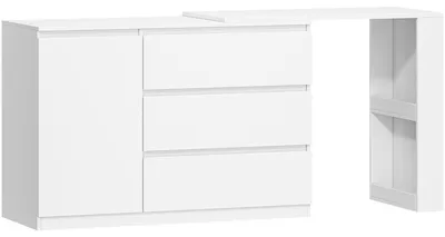 Image de Table de maquillage - Meuble de rangement pour cosmétiques - Commode - Meuble - Design d'angle en forme de L - Blanc