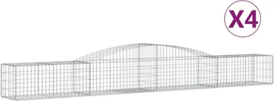 Productafbeelding van vidaXL Gabionen met boogvorm, 4 stuks, 400x50x40/60 cm, verzinkt staal