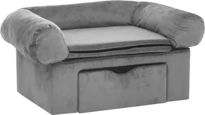 Obrázok produktu pre vidaXL Pohovka pre psov so zásuvkou sivá 75x50x38 cm plyš
