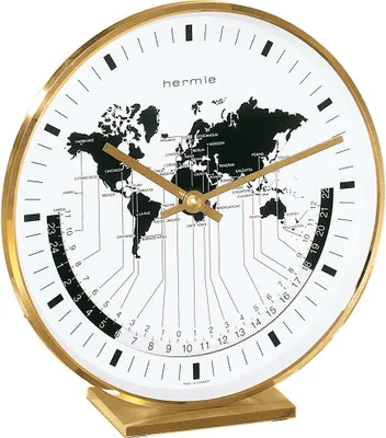Produktbild von Hermle Stiluhr Tischuhr Quarz Messing mit Weltzeitanzeige