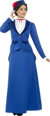 Produktbild von Victoriaanse Damen Nanny Mary Poppins Blau Kostüm M