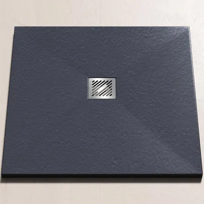 Produktbild von doporro Duschwanne Duschtasse 90x90x3cm aus Mineralguss in Anthrazit Quadratisch DIN-Anschlüsse für bodenebene Montage geeignet Geoma 09
