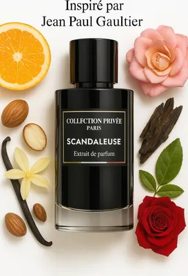 A perfume bottle surrounded by its aromatic ingredients.