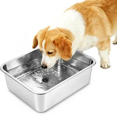 Produktbild von Famanu Hundenapf aus Edelstahl, 5L, Fressnapf für drinnen und draußen, hohe Kapazität für mittelgroße und große Hunde