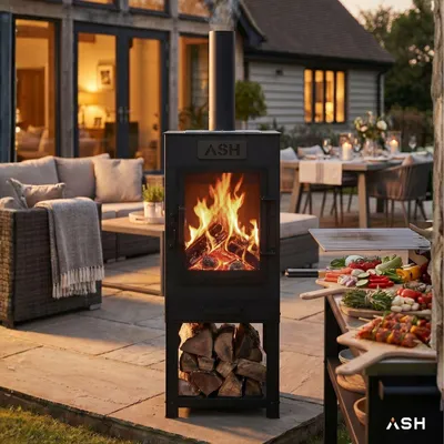 Image de ASH Flare - Cheminée de jardin 3 en 1 - Barbecue - Noir