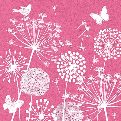Produktbild von 360 Papstar Servietten, 3-lagig 1/4-Falz 33 cm x 33 cm fuchsia Meadow 89303