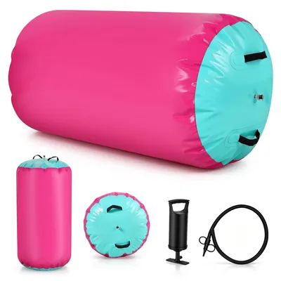 Immagine prodotto di Rullo gonfiabile - Rullo per ginnastica - Con pompa ad aria - In PVC - Ideale per ginnastica, yoga e pilates - Colore: rosso