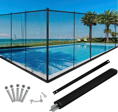 Produktbild von 360x125 cm ohrádka na bazén odolná proti dětem, 4 skládací kompletní sada ohrádka na bazén ohrádka na ochranu dětí, ohrádka na jezírko zásuvná ohrádka zahradní ohrádka hliníkový rám textilie, ohrádka na ochranu, ohrádka na ochranu soukromí