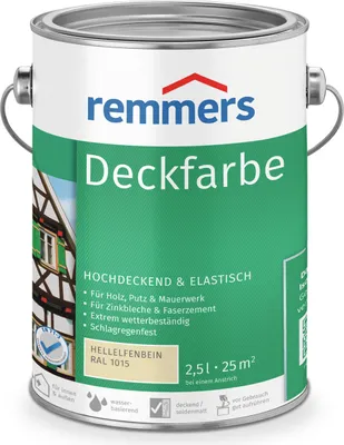 Produktbild von Remmers Deckfarbe hellelfenbein (RAL 1015) 2,5 l, Holzlack