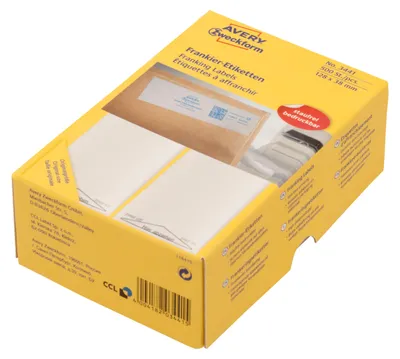 Obrázek produktu pro Avery 3442, Bílá, Obdélník, 138 x 48 mm, Papír, 2 kusů, 250 listy